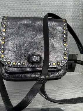 Patricia Nash Black Studded Leather Crossbody Bag